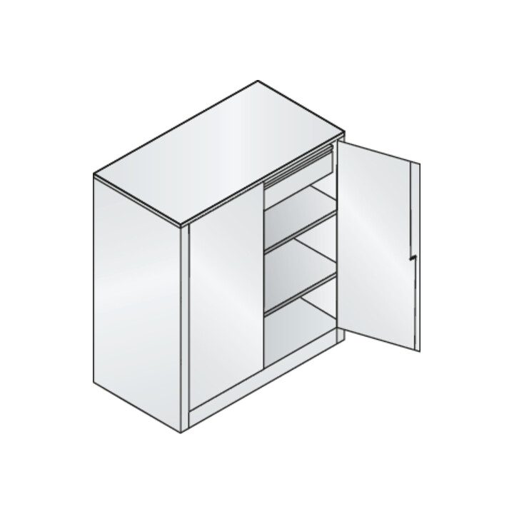 C+P Stahl-Flügeltürenschrank Serie 89, H1000xB1000xT500mm, 7035/5010