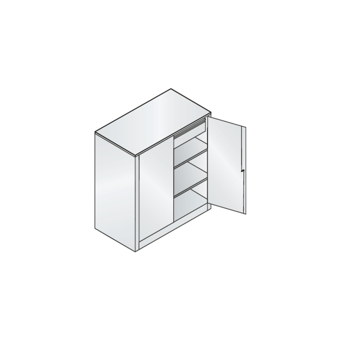 C+P Stahl-Flügeltürenschrank Serie 89, H1000xB1000xT500mm, 7035/5010