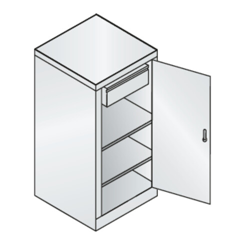 C+P Stahl-Flügeltürenschrank Serie 89, H1000xB100xT500mm, 7035/5010