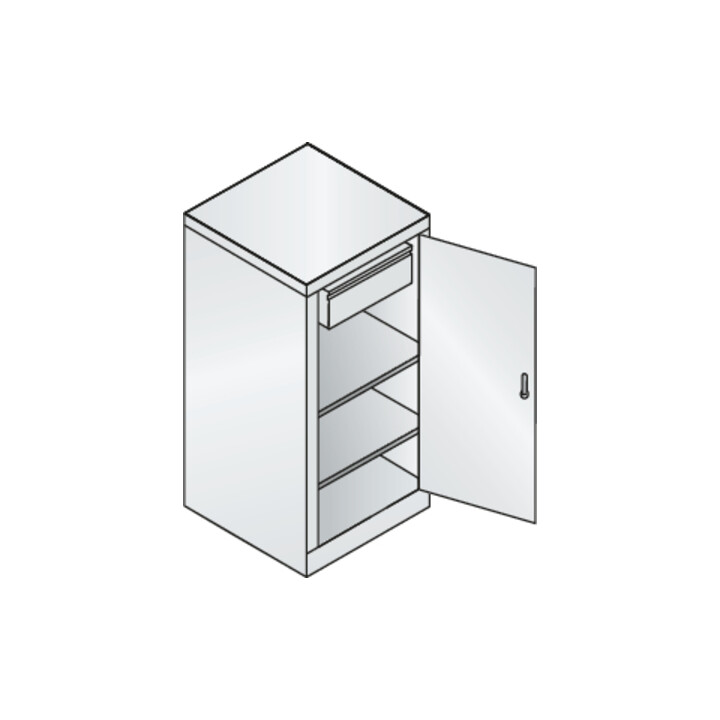 C+P Stahl-Flügeltürenschrank Serie 89, H1000xB100xT500mm, 7035/5010