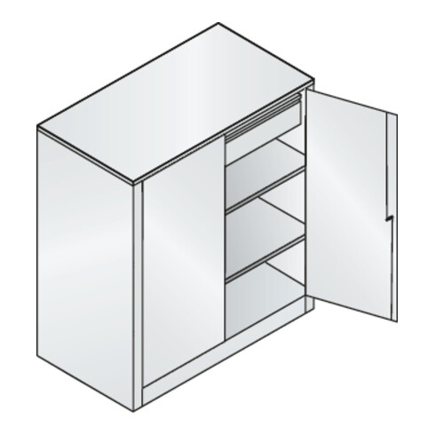 C+P Stahl-Flügeltürenschrank Serie 89, H1000xB100xT500mm, 7035/5010