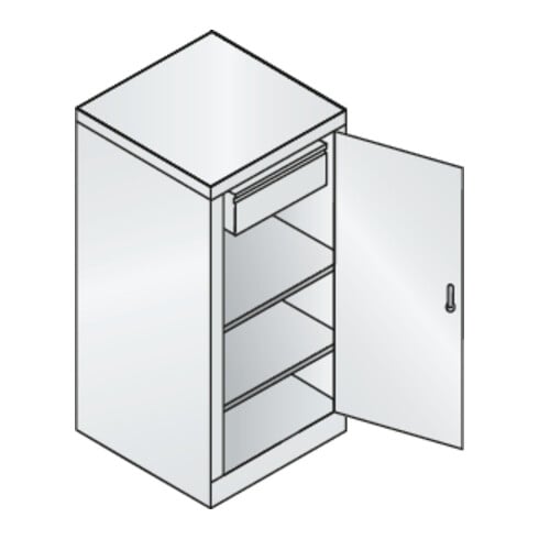 C+P Stahl-Flügeltürenschrank Serie 89, H1000xB100xT500mm, 7035/7035