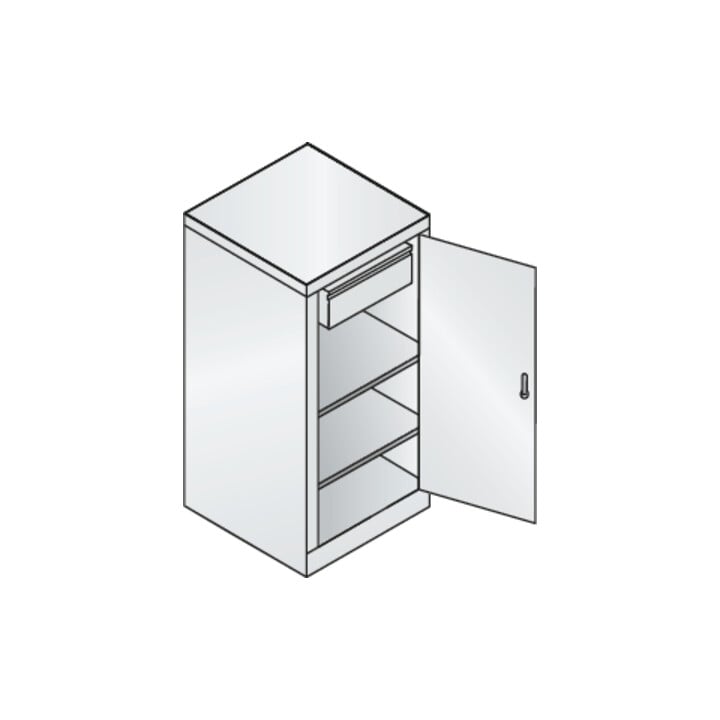 C+P Stahl-Flügeltürenschrank Serie 89, H1000xB100xT500mm, 7035/7035
