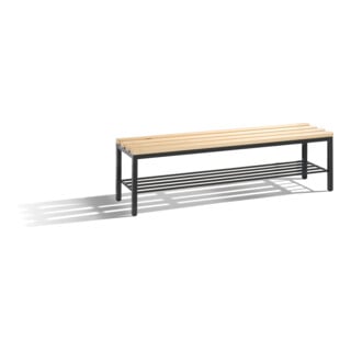 C+P Umkleidebank Basic mit Schuhrost, H420xB1500xT353mm Farbe Gestell Schwarzgrau