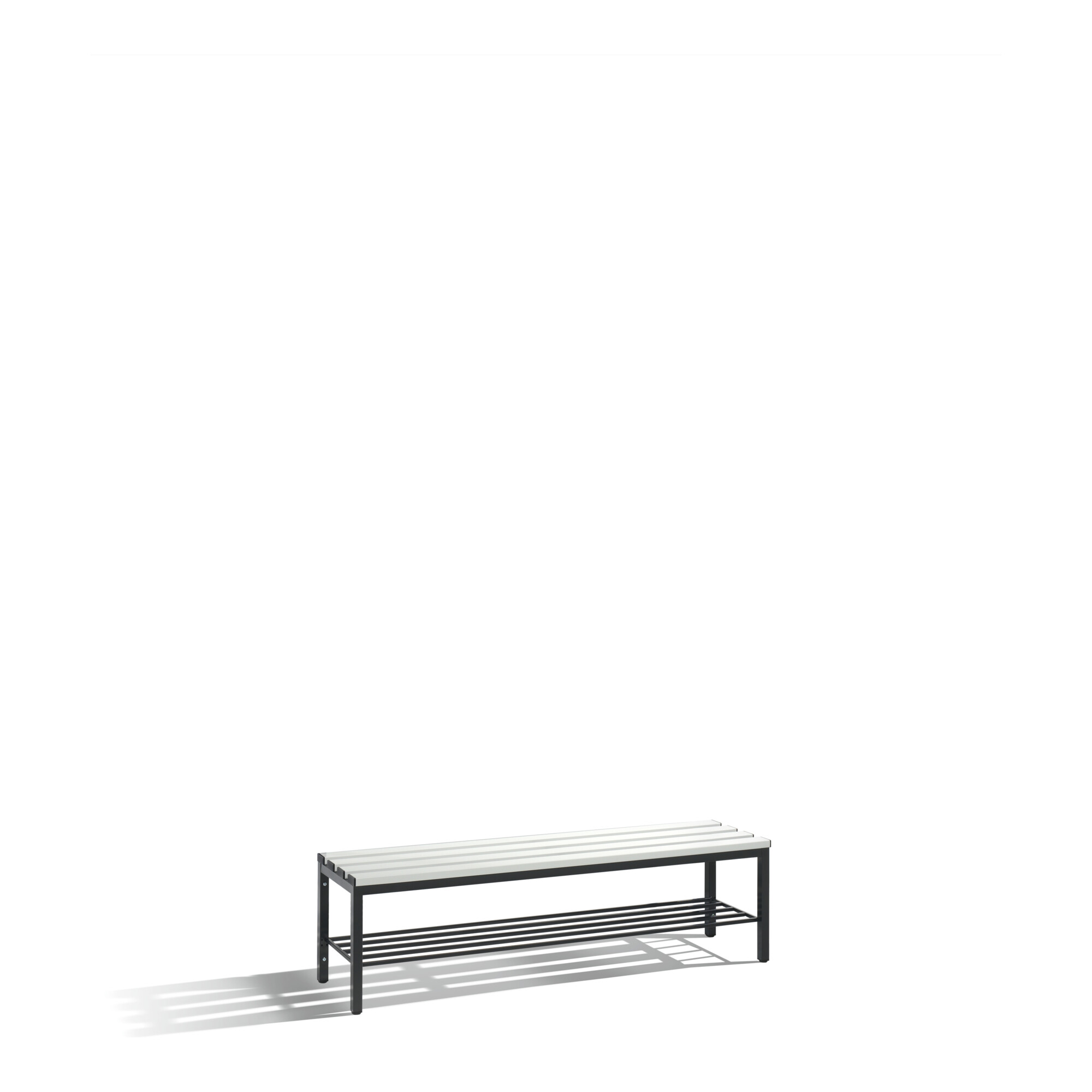 C+P Umkleidebank Basic mit Schuhrost, H420xB1500xT353mm Farbe Sitzleisten Lichtgrau Farbe Gestell Schwarzgrau ; C + P Möbelsysteme