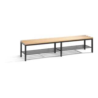 C+P Umkleidebank Basic mit Schuhrost, H420xB1960xT353mm Farbe Gestell Schwarzgrau