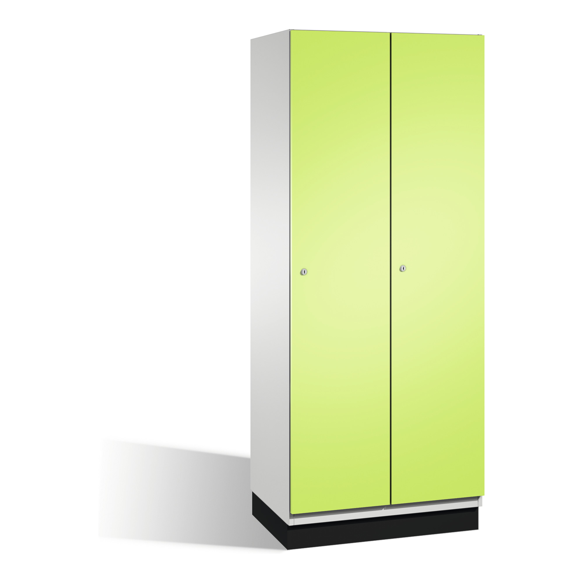 C+P Umkleidespind Cambio auf Sockel, 2 Abteile, H1950xB800xT525mm Front Viridingrün Korpus Lichtgrau ; C + P Möbelsysteme