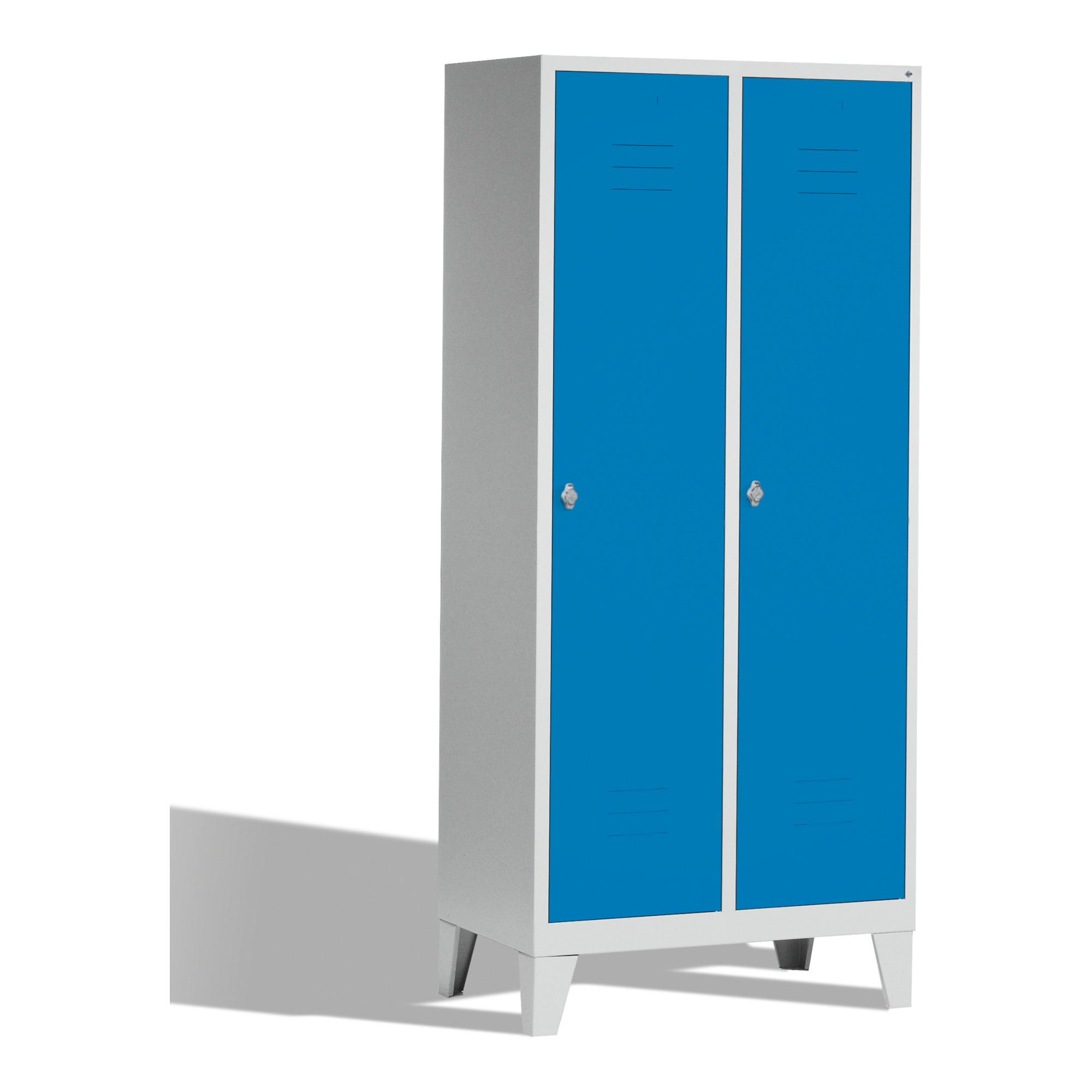 C+P Umkleidespind Classic auf Füßen, 2 Abteile, H1850xB810xT500mm Front Lichtblau Korpus Lichtgrau ; C + P Möbelsysteme