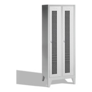 C+P Umkleidespind Classic auf Füßen 2 Abteile Front Lichtgrau Korpus Lichtgrau