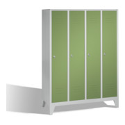 C+P Umkleidespind Classic auf Füßen 4 Abteile Front Resedagrün Korpus Lichtgrau