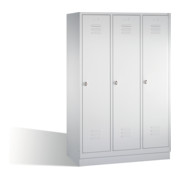 C+P Umkleidespind Classic auf Sockel 3 Abteile Front Lichtgrau Korpus Lichtgrau