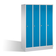 C+P Umkleidespind Classic auf Sockel 4 Abteile Front Lichtblau Korpus Lichtgrau