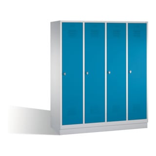 C+P Umkleidespind Classic auf Sockel 4 Abteile Front Lichtblau Korpus Lichtgrau