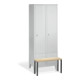 C+P Umkleidespind Classic mit Sitzbank 2 Abteile Front Lichtgrau Korpus Lichtgrau-1