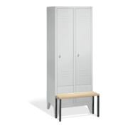 C+P Umkleidespind Classic mit Sitzbank 2 Abteile Front Lichtgrau Korpus Lichtgrau