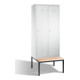 C+P Umkleidespind Classic mit Sitzbank 2 Abteile Front Lichtgrau Korpus Lichtgrau-1