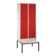 C+P Umkleidespind Classic auf Sockel 4 Abteile Front Rubinrot Korpus Lichtgrau-1