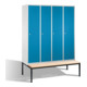 C+P Umkleidespind Classic mit Sitzbank 4 Abteile Front Lichtblau Korpus Lichtgrau-1