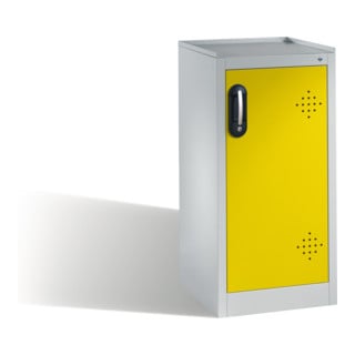 C+P Umwelt-Beistellschrank mit Drehtür, 2 Polyethylen-Wannen, H1020xB500xT500mm Front Verkehrsgelb Korpus Lichtgrau