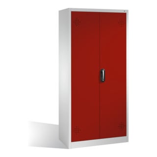 C+P Umweltschrank mit Drehtüren, 4 Wannenböden, H1950xB930xT500mm Front Rubinrot Korpus Lichtgrau
