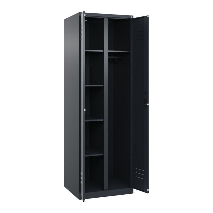 C+P Wäsche-/Garderobenspind Classic PLUS, 2 Abteile, 1850x600x500mm, 7016/7016 Verschluss Zylinderschloss Front RAL 7016 Anthrazitgrau
