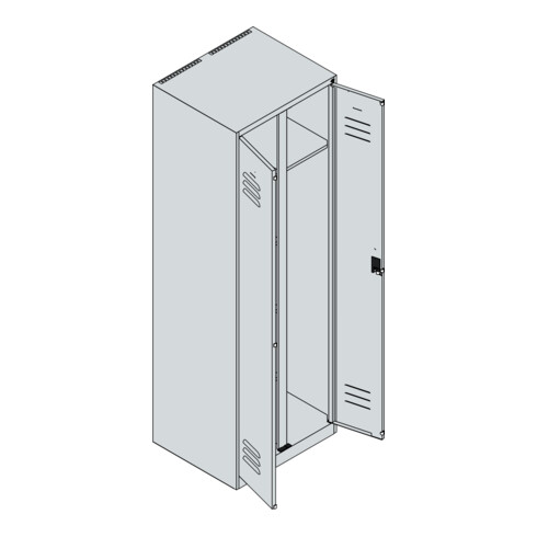 C+P Wäsche-/Garderobenspind Classic PLUS, 2 Abteile, 1850x600x500mm, 7016/7016 Verschluss Zylinderschloss Front RAL 7016 Anthrazitgrau