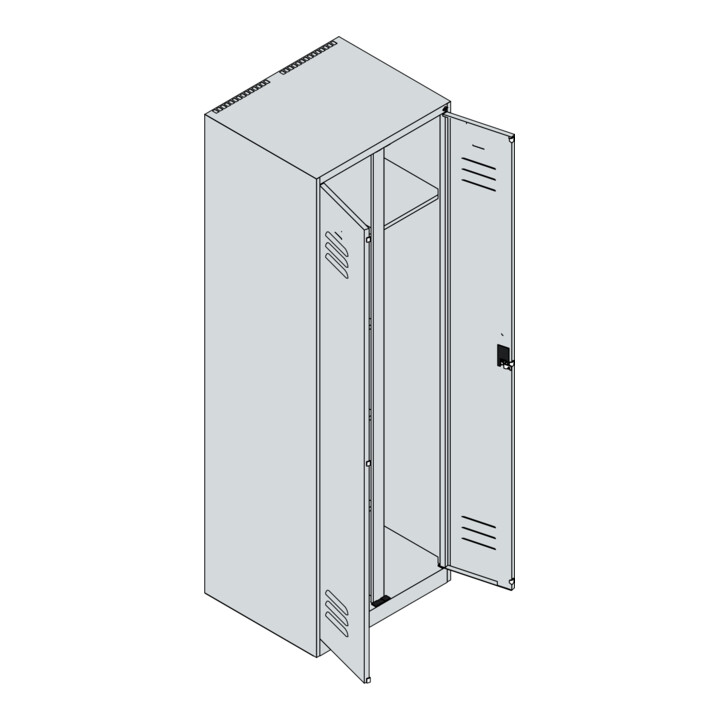 C+P Wäsche-/Garderobenspind Classic PLUS, 2 Abteile, 1850x600x500mm, 7016/7016 Verschluss Zylinderschloss Front RAL 7016 Anthrazitgrau