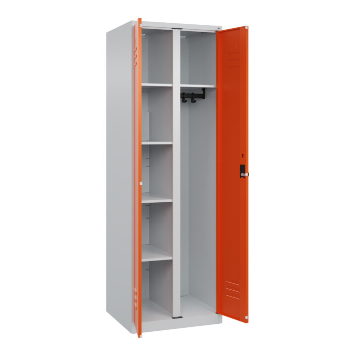 C+P Wäsche-/Garderobenspind Classic PLUS, 2 Abteile, 1850x600x500mm, 7035/2004 Verschluss Sicherheits-Drehriegel Front RAL 2004 Reinorange