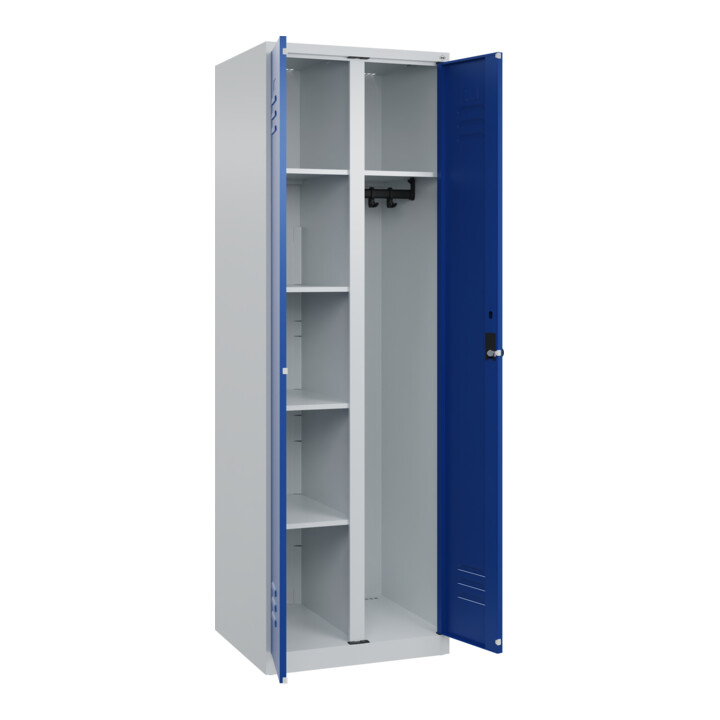 C+P Wäsche-/Garderobenspind Classic PLUS, 2 Abteile, 1850x600x500mm, 7035/5010 Verschluss Sicherheits-Drehriegel Front RAL 5010 Enzianblau