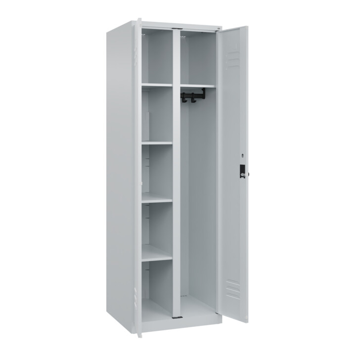 C+P Wäsche-/Garderobenspind Classic PLUS, 2 Abteile, 1850x600x500mm, 7035/7035 Verschluss Sicherheits-Drehriegel Front RAL 7035 Lichtgrau