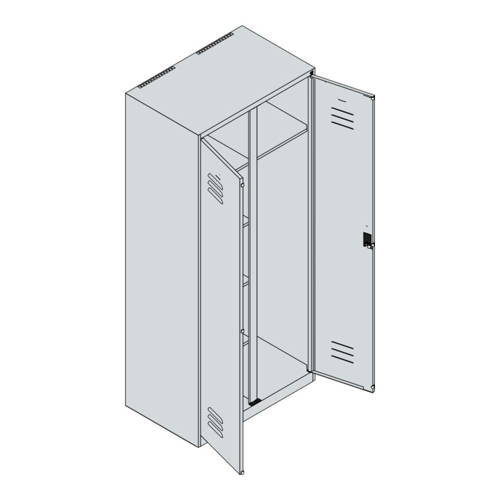 C+P Wäsche-/Garderobenspind Classic PLUS, 2 Abteile, 1850x800x500mm, 7016/7016 Verschluss Zylinderschloss Front RAL 7016 Anthrazitgrau
