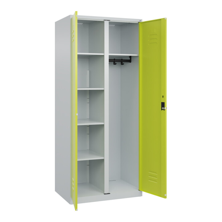 C+P Wäsche-/Garderobenspind Classic PLUS, 2 Abteile, 1850x800x500mm, 7035/0024 Verschluss Sicherheits-Drehriegel Front 1108060 RDS Viridingrün
