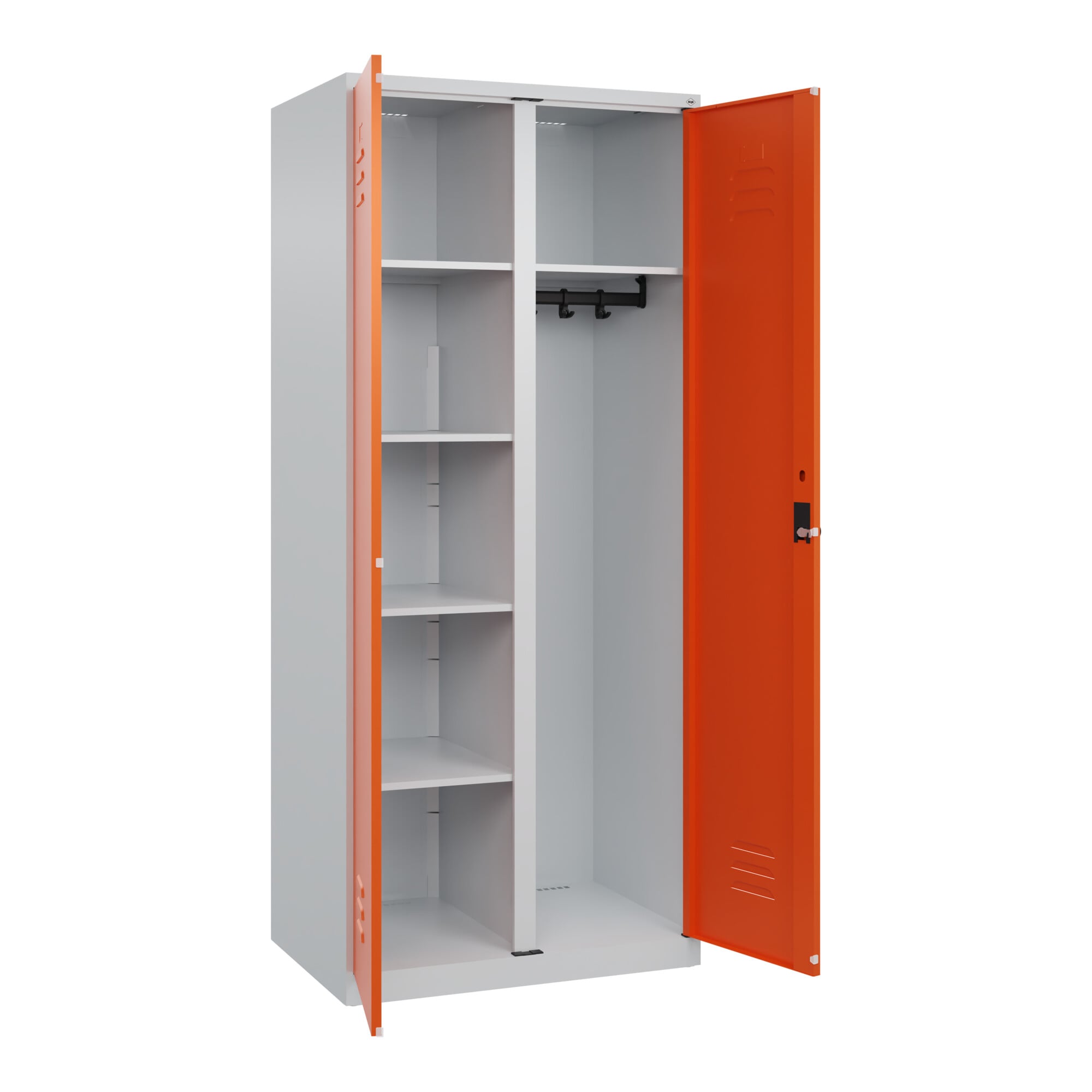 C+P Wäsche-/Garderobenspind Classic PLUS, 2 Abteile, 1850x800x500mm, 7035/2004 Verschluss Sicherheits-Drehriegel Front RAL 2004 Reinorange ; C + P Möb