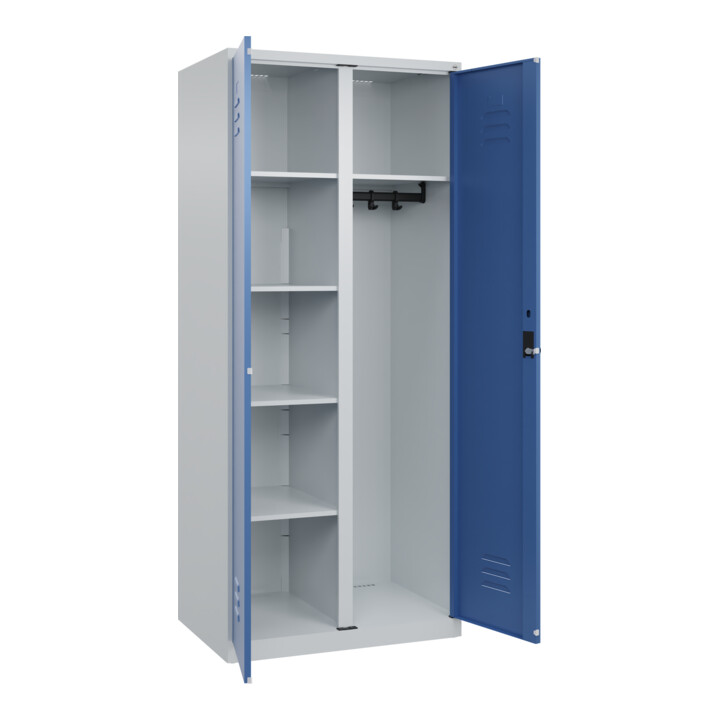 C+P Wäsche-/Garderobenspind Classic PLUS, 2 Abteile, 1850x800x500mm, 7035/5023 Verschluss Sicherheits-Drehriegel Front RAL 5023 Fernblau
