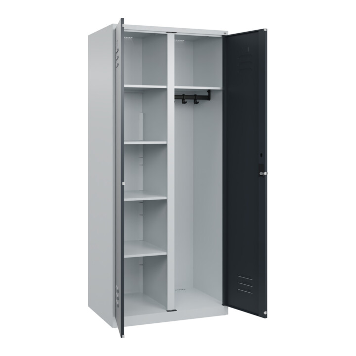 C+P Wäsche-/Garderobenspind Classic PLUS, 2 Abteile, 1850x800x500mm, 7035/7016 Verschluss Sicherheits-Drehriegel Front RAL 7016 Anthrazitgrau