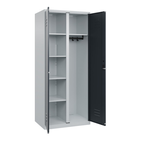 C+P Wäsche-/Garderobenspind Classic PLUS, 2 Abteile, 1850x800x500mm, 7035/7016 Verschluss Sicherheits-Drehriegel Front RAL 7016 Anthrazitgrau