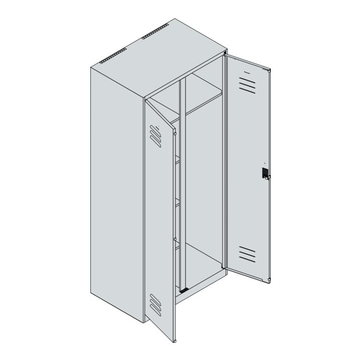 C+P Wäsche-/Garderobenspind Classic PLUS, 2 Abteile, 1850x800x500mm, 7035/7016 Verschluss Sicherheits-Drehriegel Front RAL 7016 Anthrazitgrau