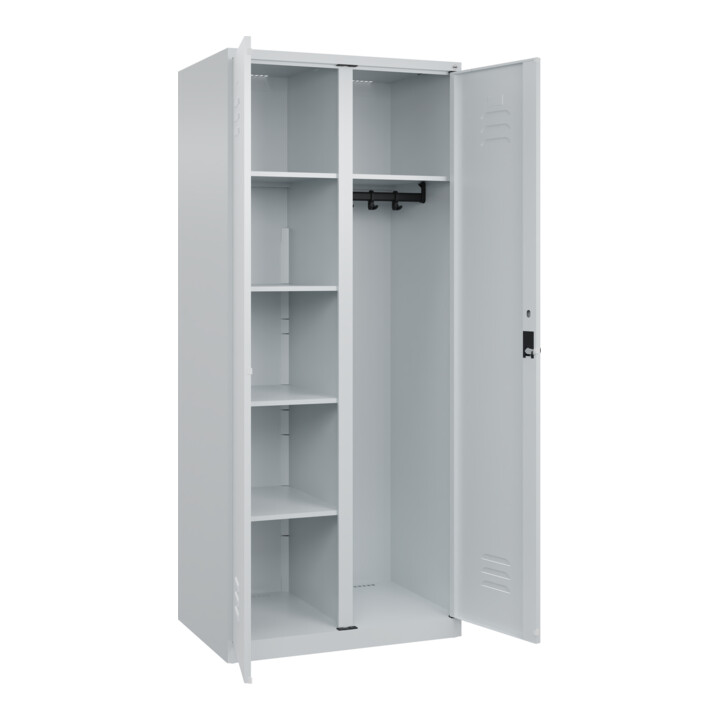 C+P Wäsche-/Garderobenspind Classic PLUS, 2 Abteile, 1850x800x500mm, 7035/7035 Verschluss Sicherheits-Drehriegel Front RAL 7035 Lichtgrau