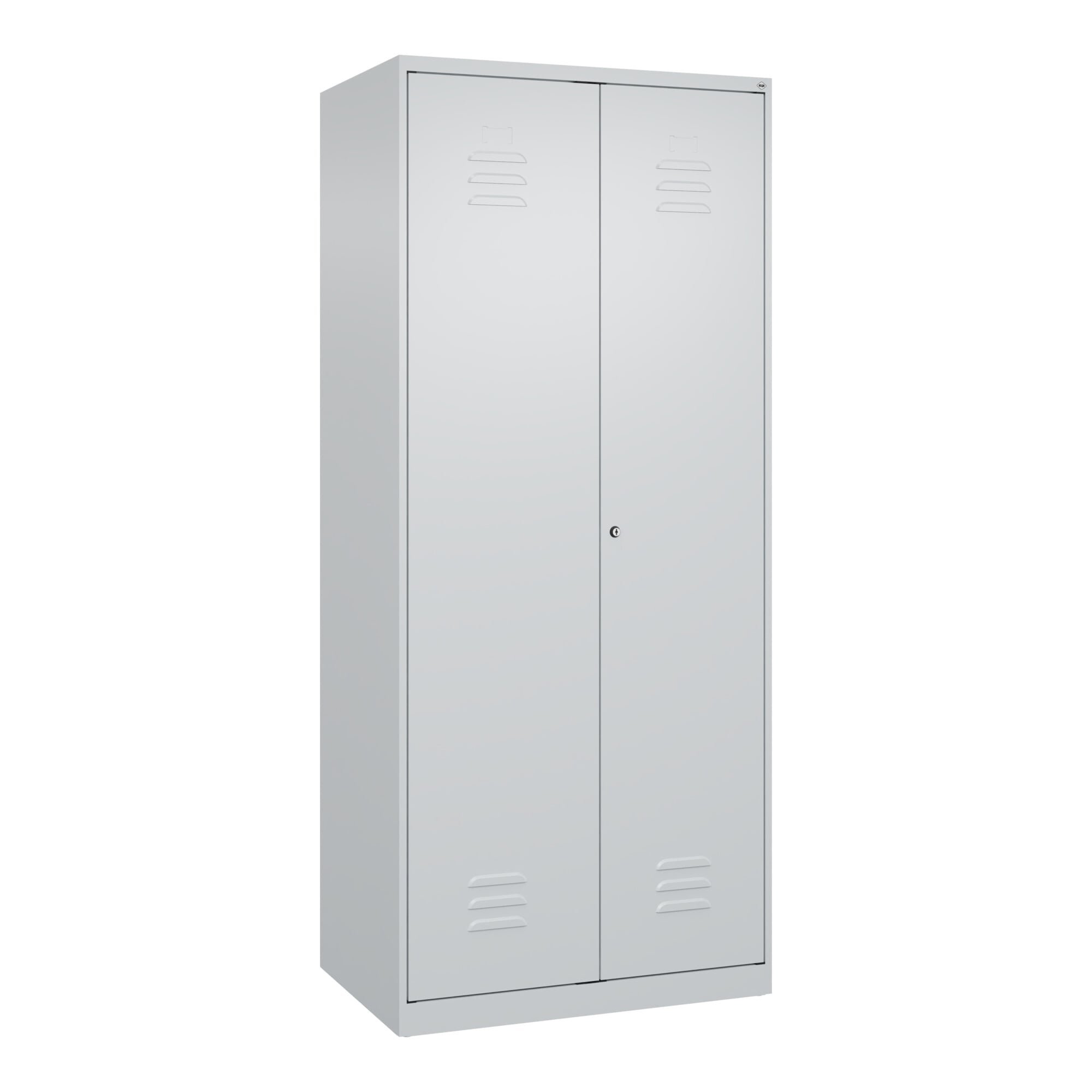 C+P Wäsche-/Garderobenspind Classic PLUS, 2 Abteile, 1850x800x500mm, 7035/7035 Verschluss Zylinderschloss Front RAL 7035 Lichtgrau ; C + P Möbelsystem