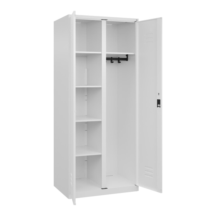 C+P Wäsche-/Garderobenspind Classic PLUS, 2 Abteile, 1850x800x500mm, 9016/9016 Verschluss Zylinderschloss Front RAL 9016 Verkehrsweiß