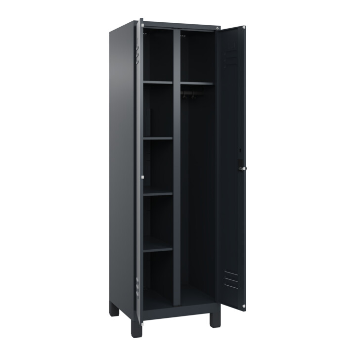 C+P Wäsche-/Kombispind Classic PLUS, Füße, 2 Abteile, 1950x600x500mm, 7016/7016 Verschluss Sicherheits-Drehriegel Front RAL 7016 Anthrazitgrau