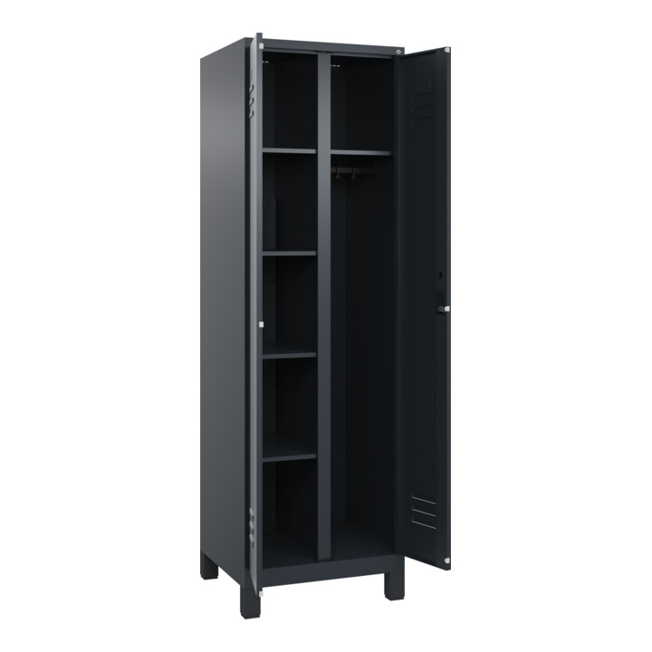 C+P Wäsche-/Kombispind Classic PLUS, Füße, 2 Abteile, 1950x600x500mm, 7016/7016 Verschluss Zylinderschloss Front RAL 7016 Anthrazitgrau