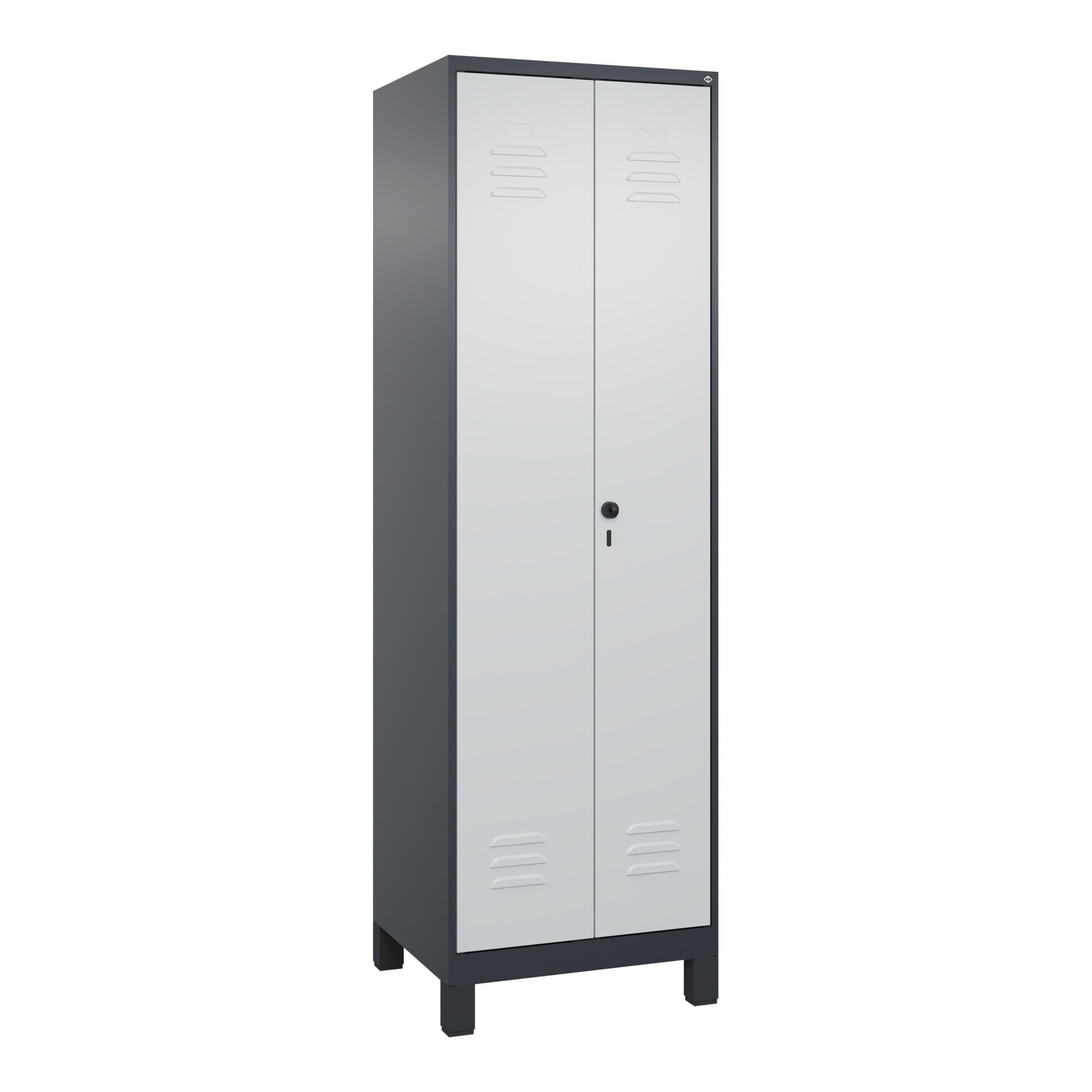 C+P Wäsche-/Kombispind Classic PLUS, Füße, 2 Abteile, 1950x600x500mm, 7016/7035 Verschluss Sicherheits-Drehriegel Front RAL 7035 Lichtgrau ; C + P Möb