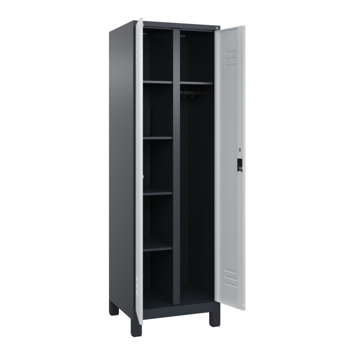 C+P Wäsche-/Kombispind Classic PLUS, Füße, 2 Abteile, 1950x600x500mm, 7016/7035 Verschluss Zylinderschloss Front RAL 7035 Lichtgrau
