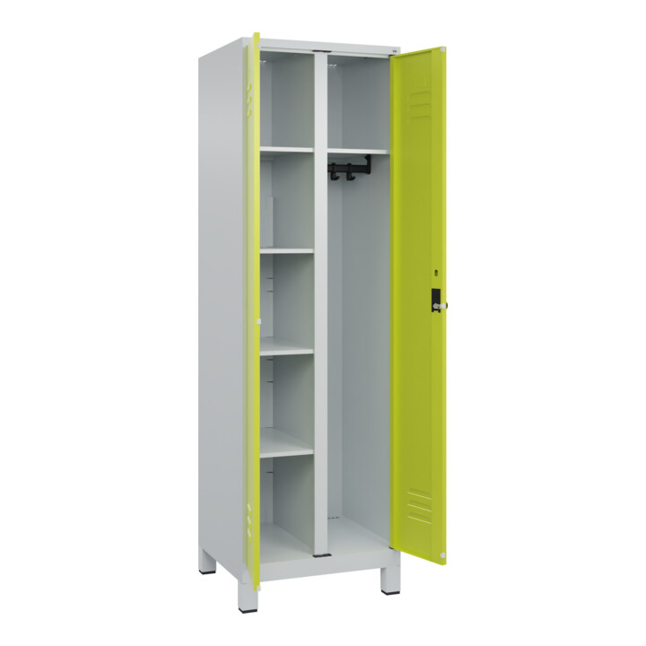 C+P Wäsche-/Kombispind Classic PLUS, Füße, 2 Abteile, 1950x600x500mm, 7035/0024 Verschluss Sicherheits-Drehriegel Front 1108060 RDS Viridingrün