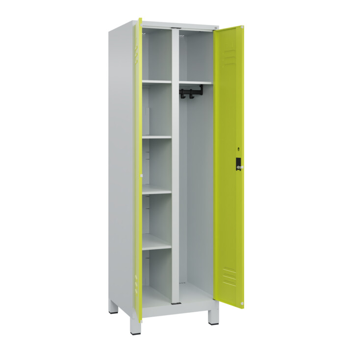 C+P Wäsche-/Kombispind Classic PLUS, Füße, 2 Abteile, 1950x600x500mm, 7035/0024 Verschluss Zylinderschloss Front 1108060 RDS Viridingrün