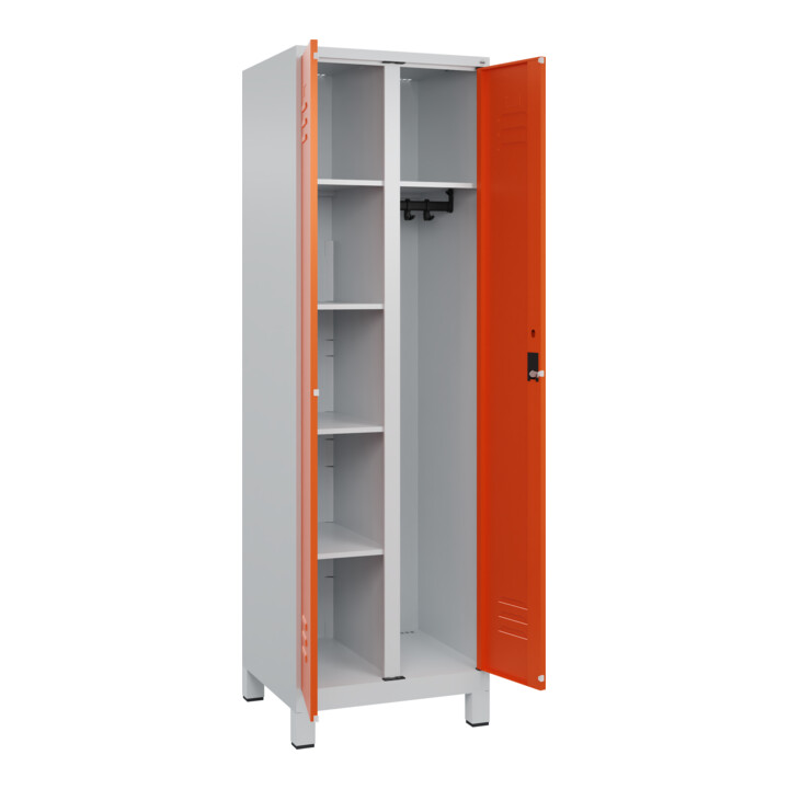 C+P Wäsche-/Kombispind Classic PLUS, Füße, 2 Abteile, 1950x600x500mm, 7035/2004 Verschluss Zylinderschloss Front RAL 2004 Reinorange