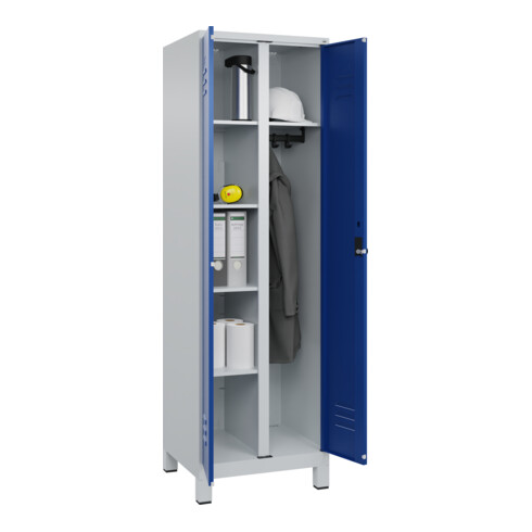 C+P Wäsche-/Kombispind Classic PLUS, Füße, 2 Abteile, 1950x600x500mm, 7035/5010 Verschluss Sicherheits-Drehriegel Front RAL 5010 Enzianblau