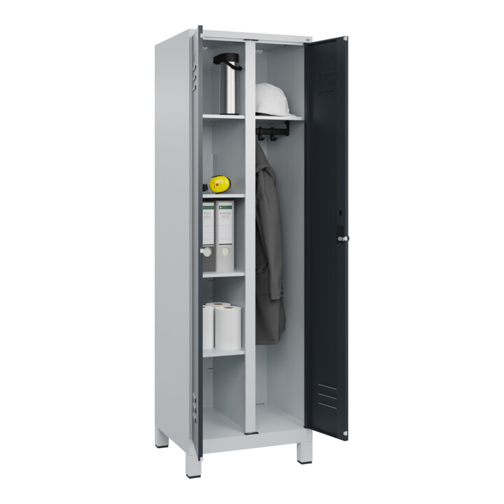 C+P Wäsche-/Kombispind Classic PLUS, Füße, 2 Abteile, 1950x600x500mm, 7035/7016 Verschluss Sicherheits-Drehriegel Front RAL 7016 Anthrazitgrau