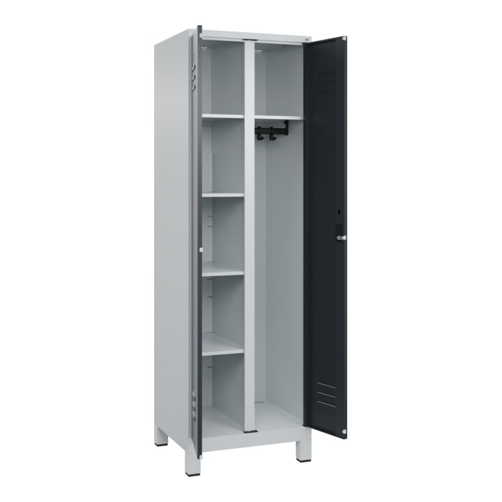 C+P Wäsche-/Kombispind Classic PLUS, Füße, 2 Abteile, 1950x600x500mm, 7035/7016 Verschluss Zylinderschloss Front RAL 7016 Anthrazitgrau